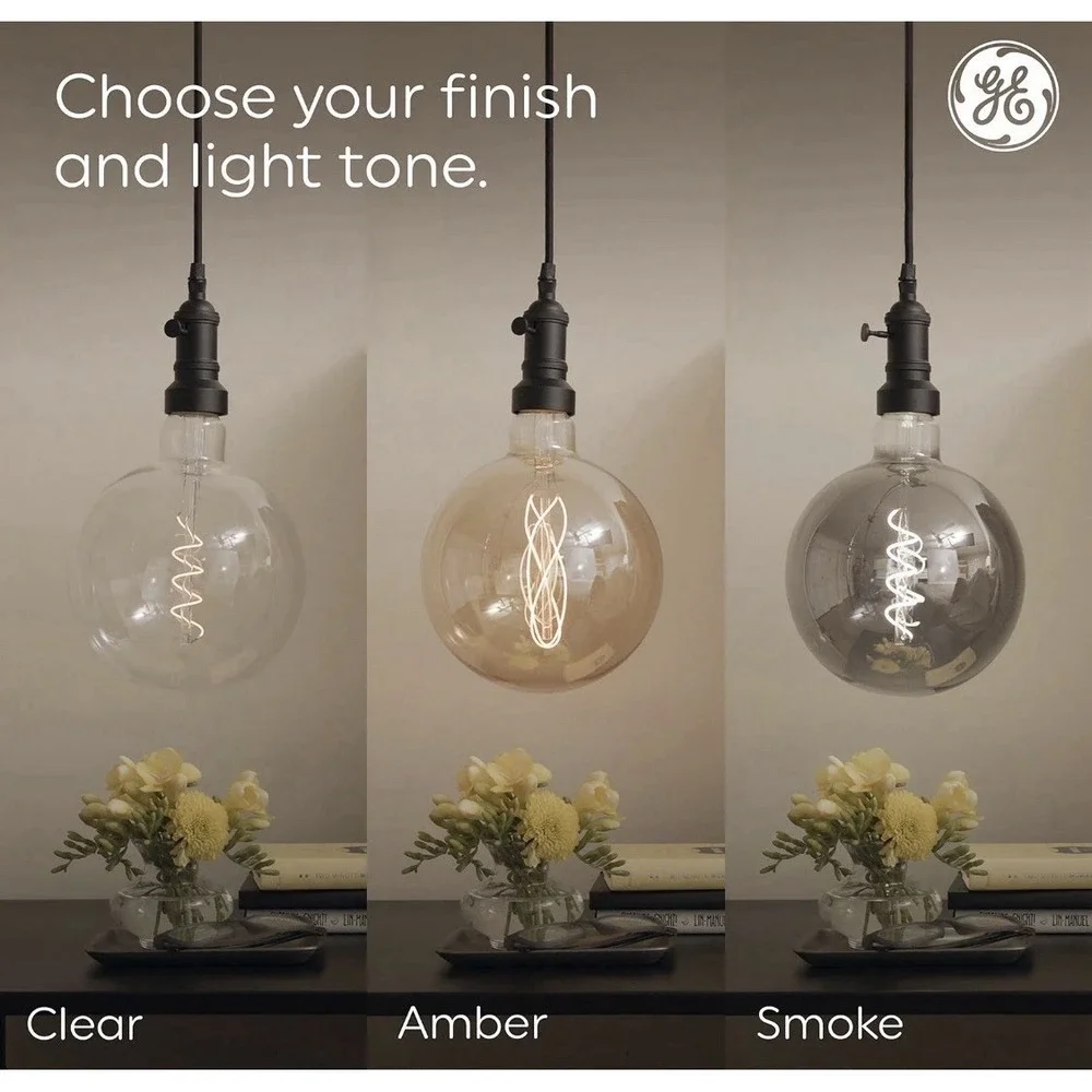GE Vintage LED 40-Watt EQ G63 Warm White Dimmable Globe Light Bulb Large